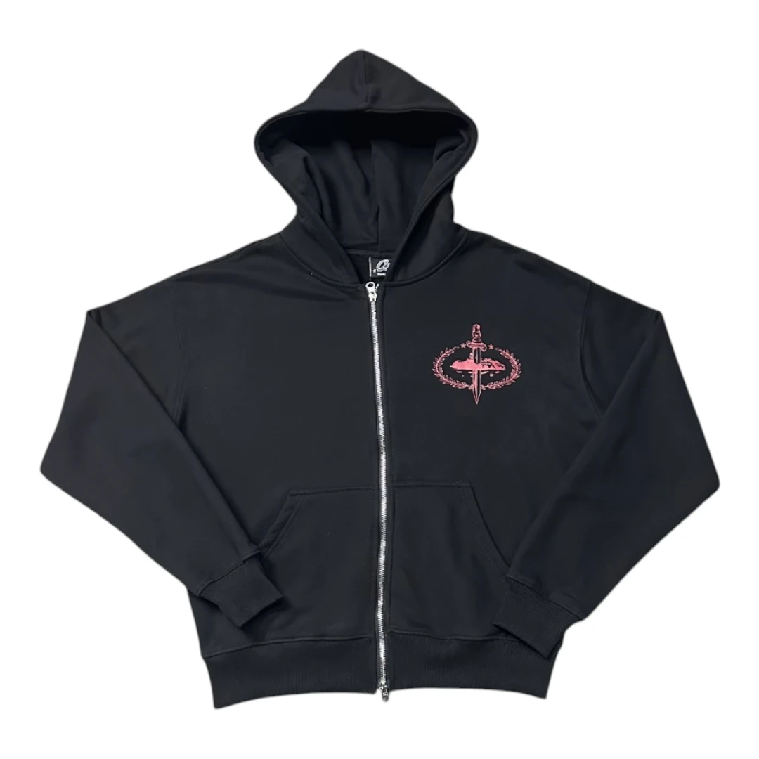 Corteiz x Slaughter Gang 21 Savage Zip Up Hoodie Black
