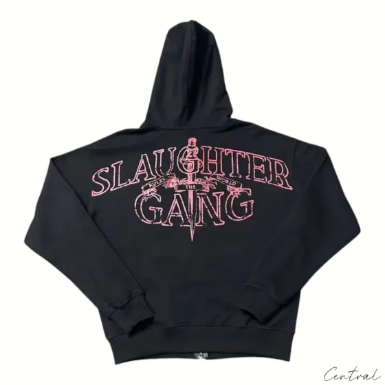 Corteiz x Slaughter Gang 21 Savage Zip Up Hoodie Black