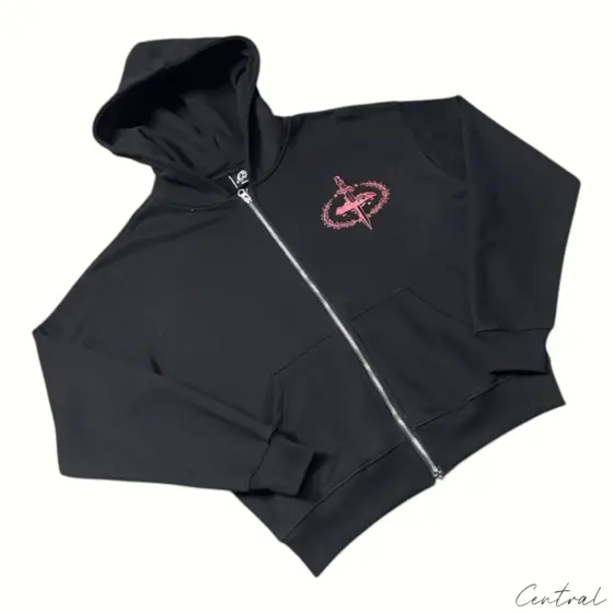 Corteiz x Slaughter Gang 21 Savage Zip Up Hoodie Black