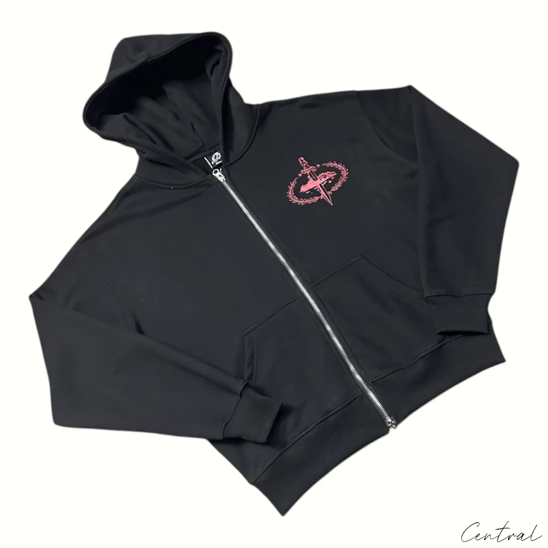 Corteiz x Slaughter Gang 21 Savage Zip Up Hoodie Black