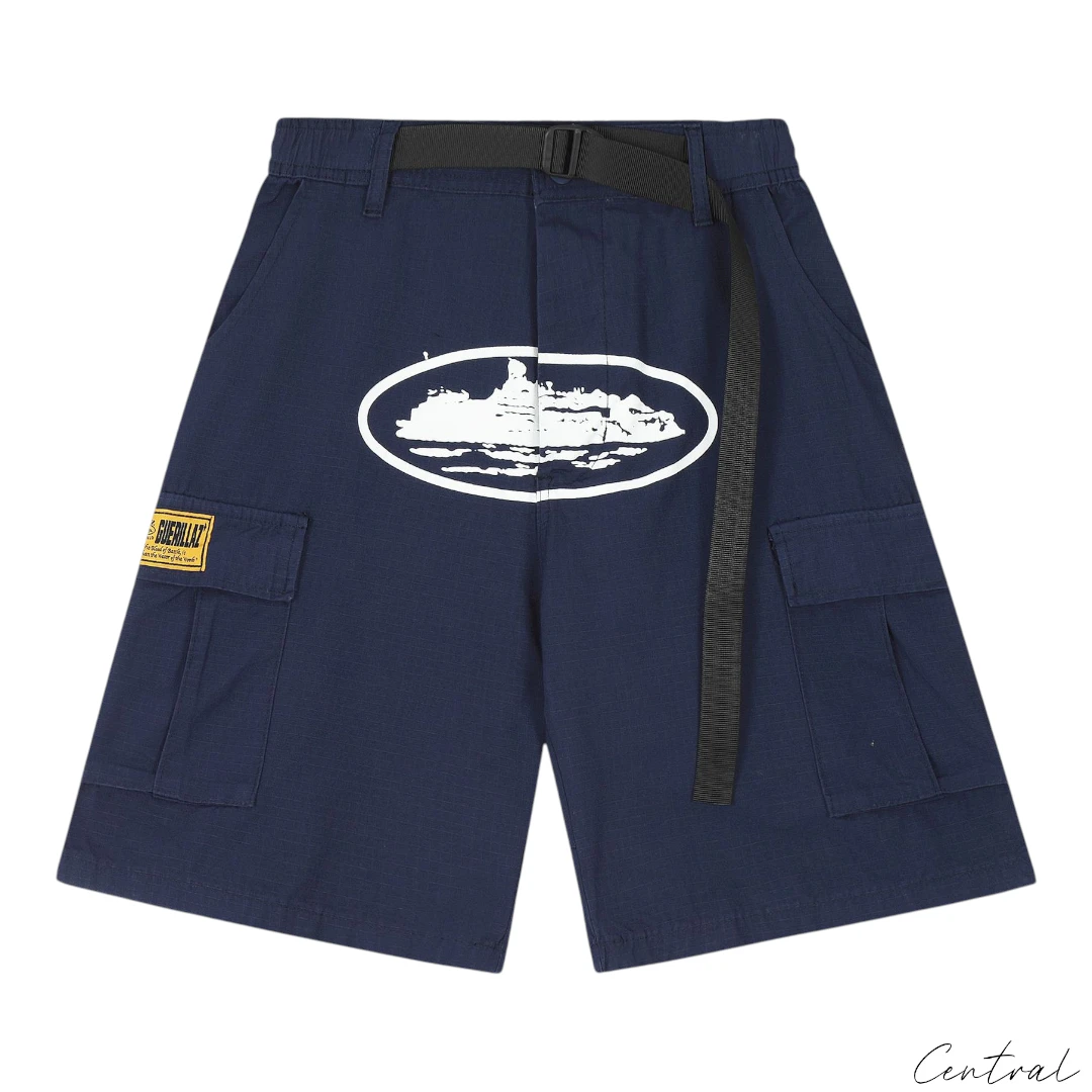 Corteiz Alcatraz Cargo Shorts - Navy