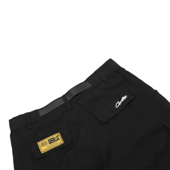 Corteiz Alcatraz Cargo Shorts - Black/Black