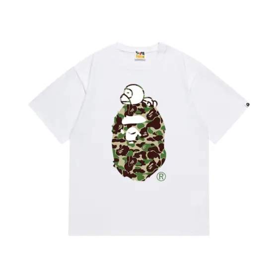 BAPE ABC Camo Milo On Big Ape Tee - white green