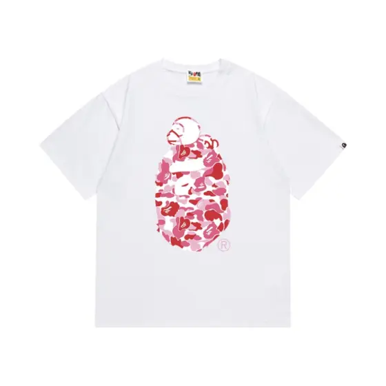 BAPE ABC Camo Milo On Big Ape Tee - white powder