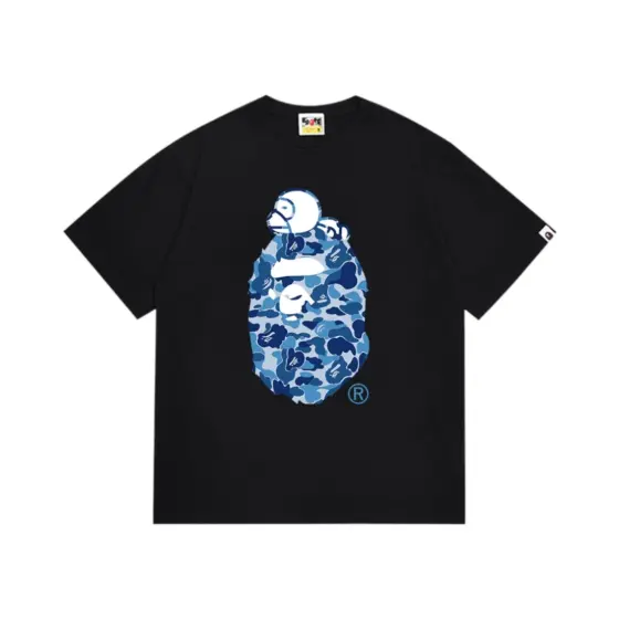 BAPE ABC Camo Milo On Big Ape Tee - black blue