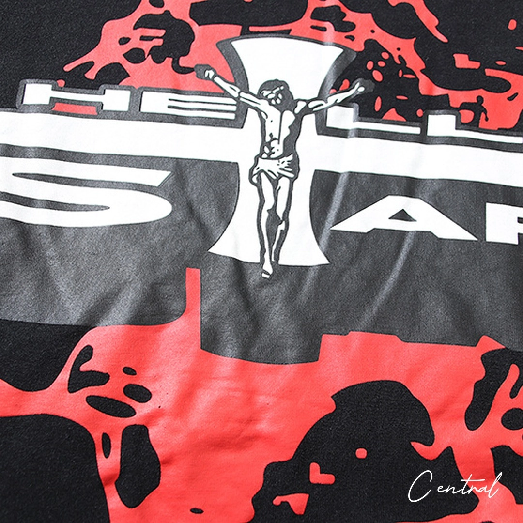 Hellstar Star Red Abstract T-Shirt - Black
