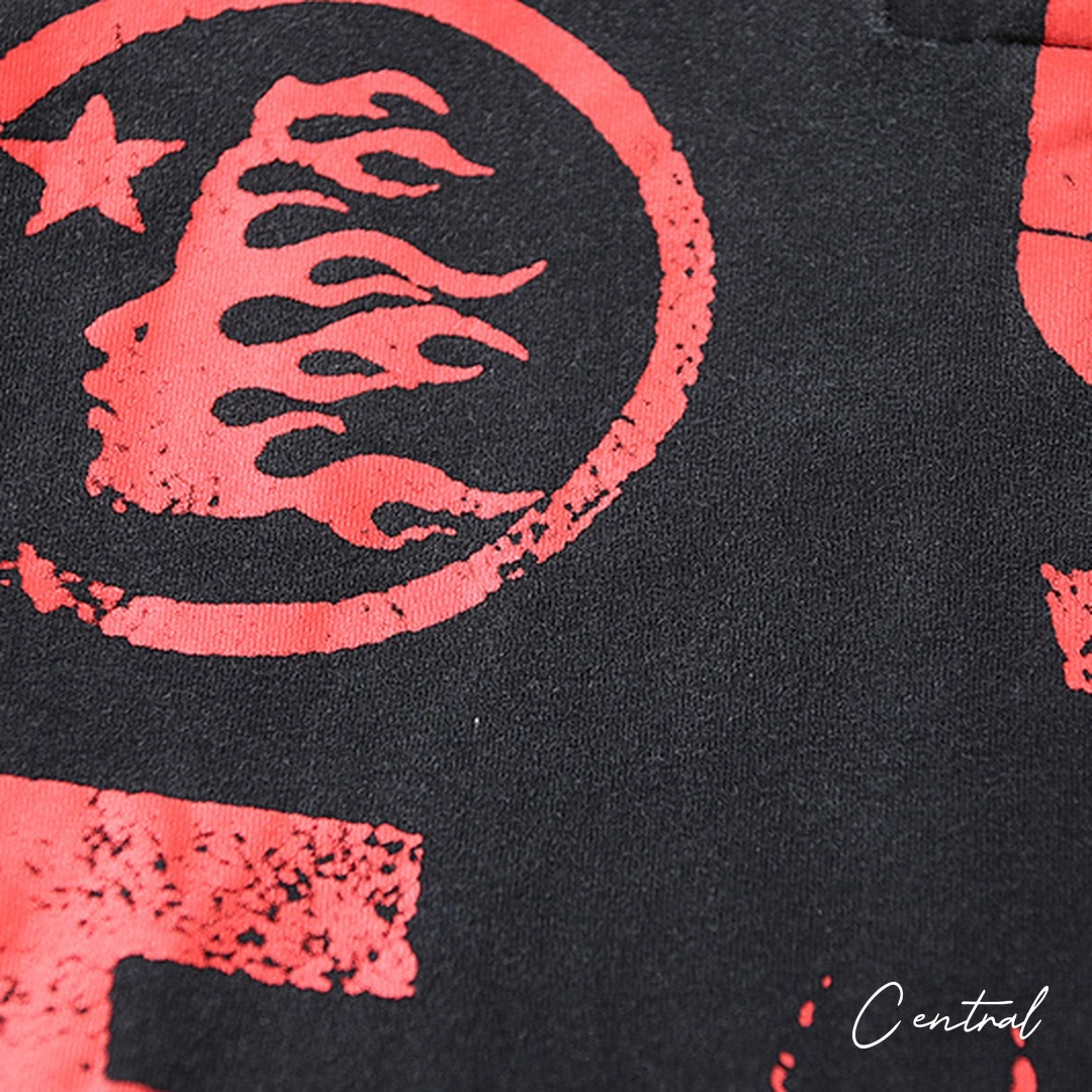 Hellstar Star Red Abstract T-Shirt - Black
