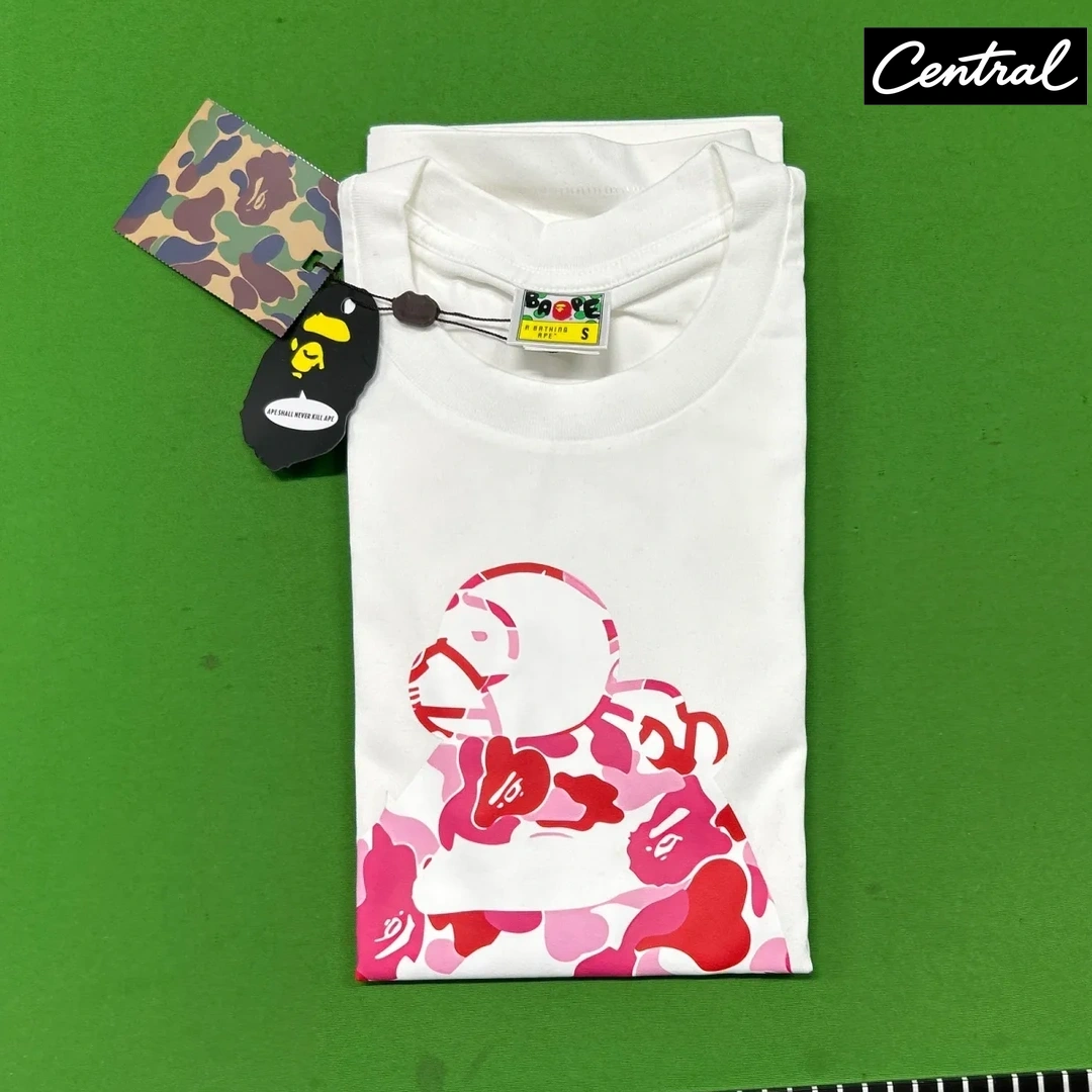 BAPE ABC Camo Milo On Big Ape Tee - white powder