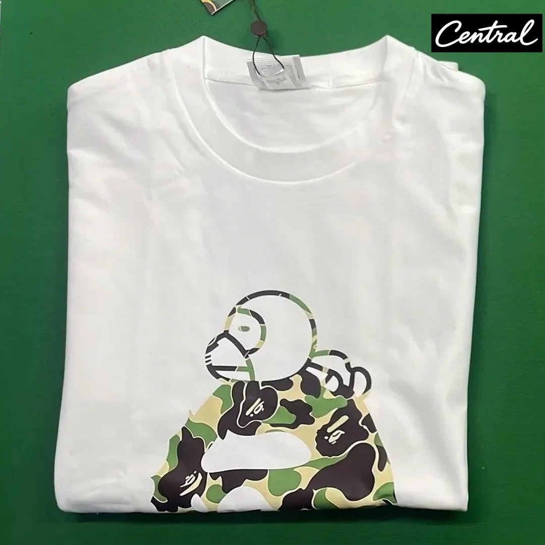BAPE ABC Camo Milo On Big Ape Tee - white green