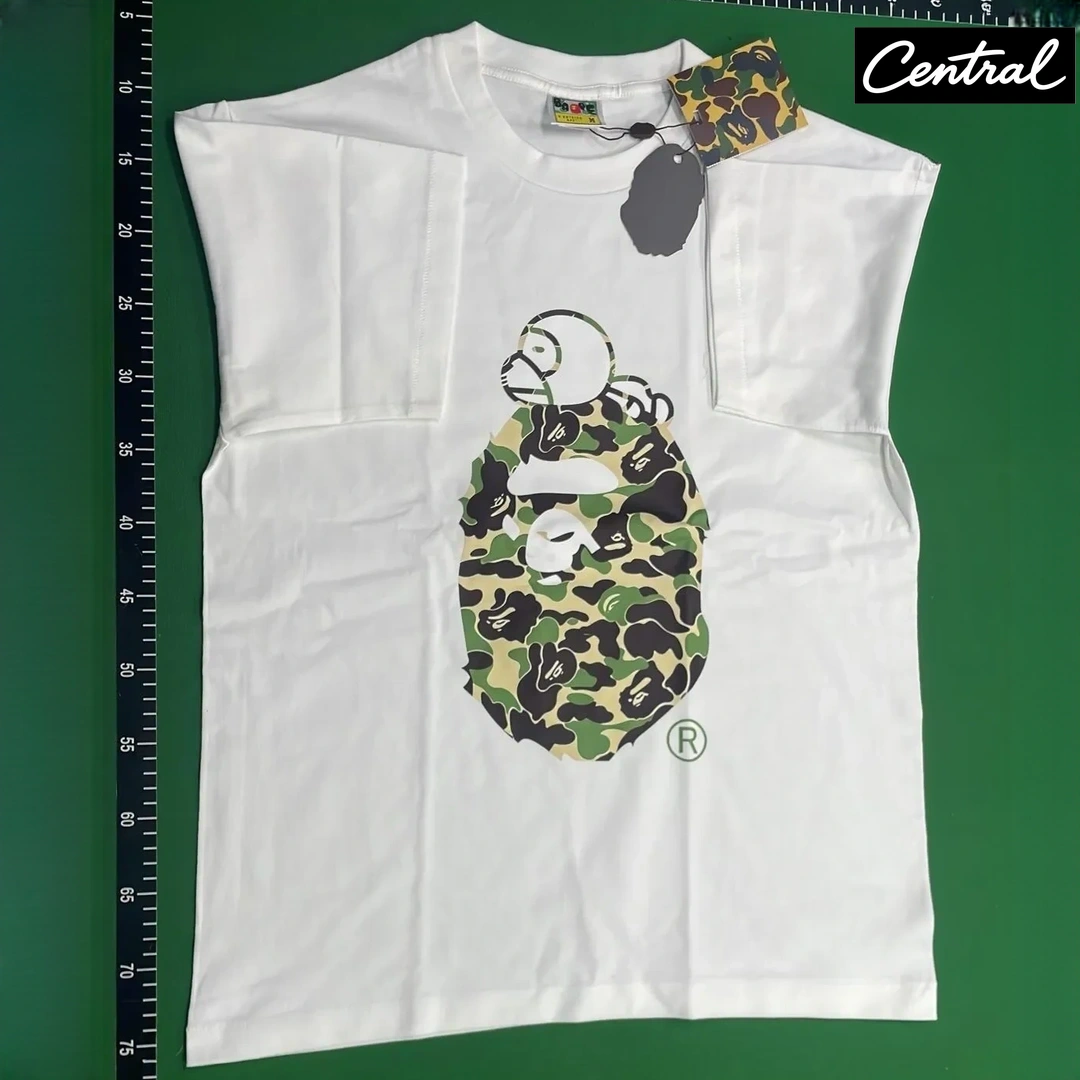 BAPE ABC Camo Milo On Big Ape Tee - white green