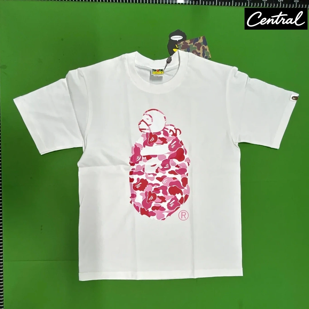BAPE ABC Camo Milo On Big Ape Tee - white powder