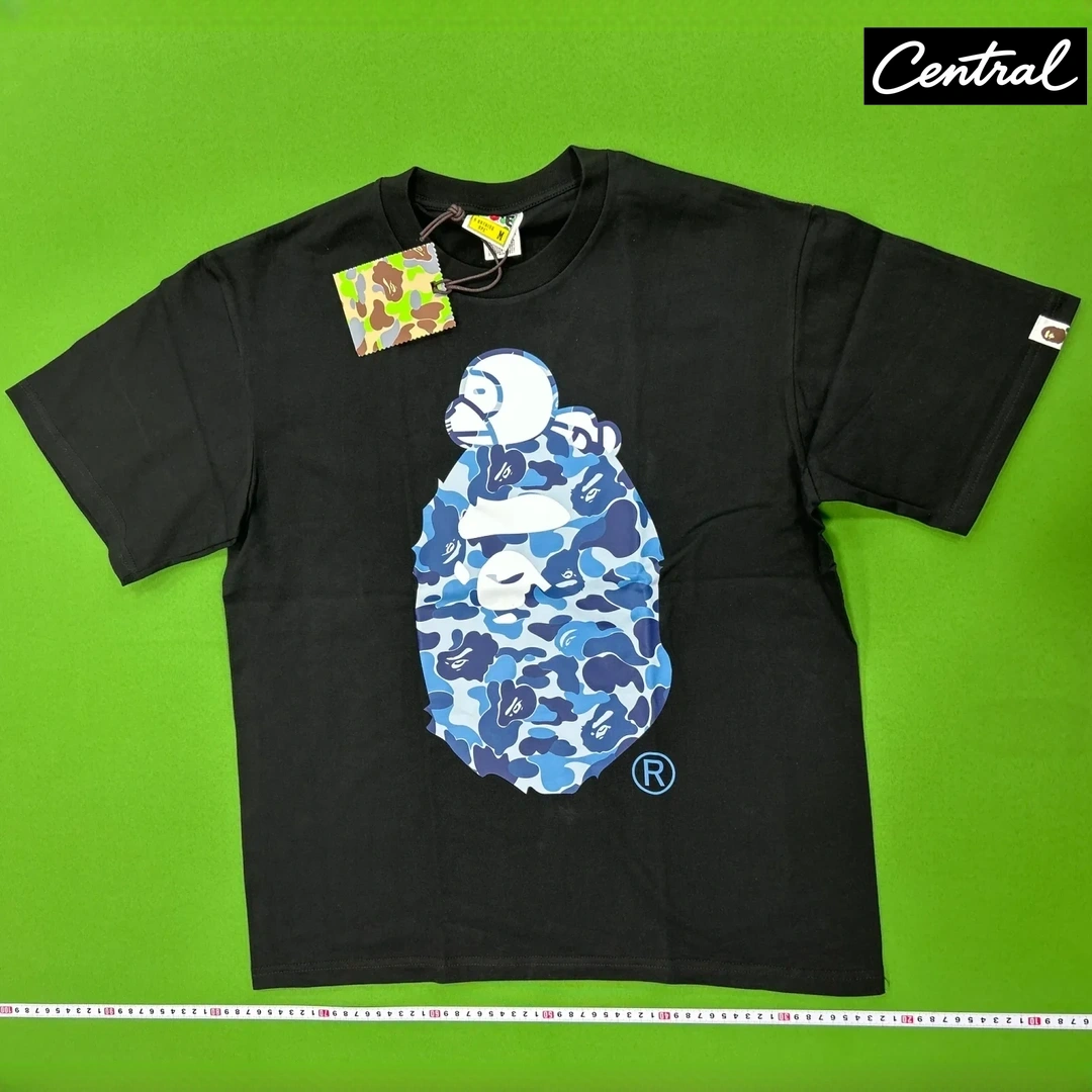 BAPE ABC Camo Milo On Big Ape Tee - black blue