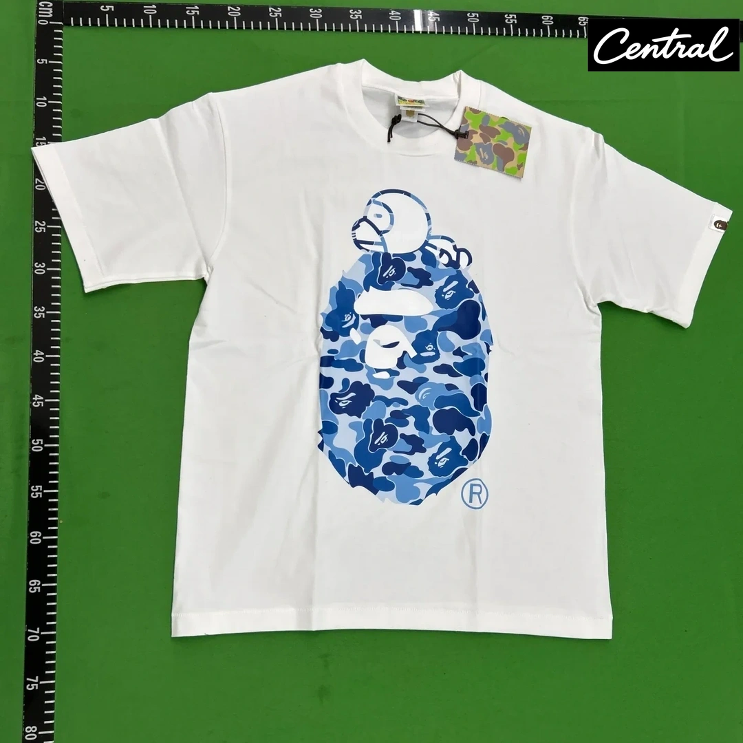 BAPE ABC Camo Milo On Big Ape Tee - white blue