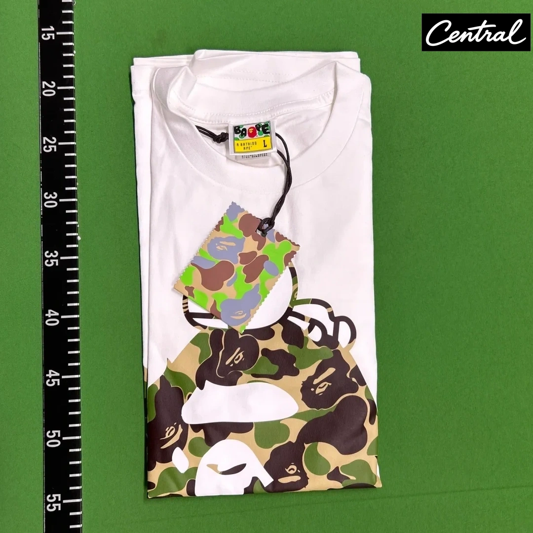 BAPE ABC Camo Milo On Big Ape Tee - white green