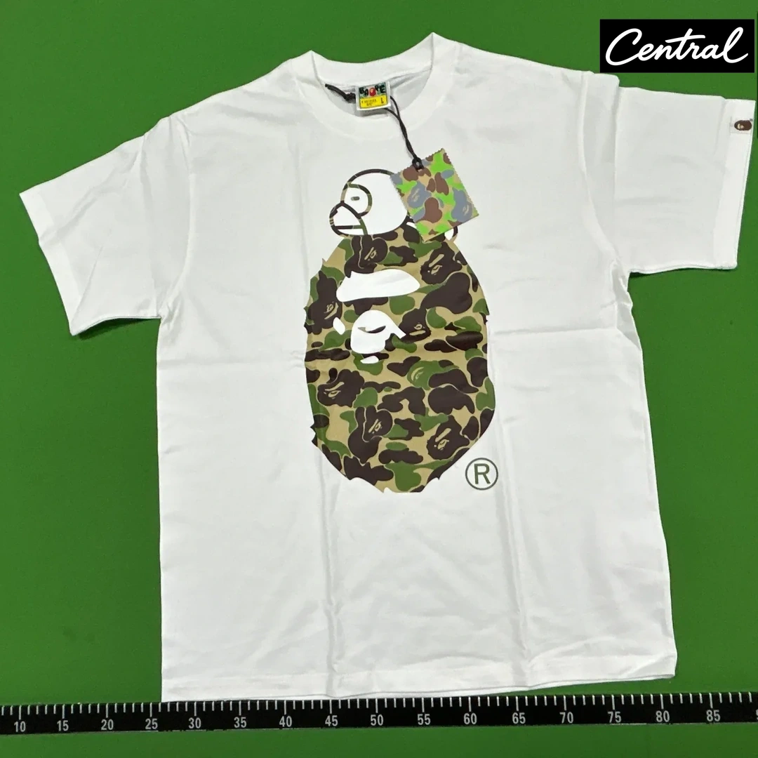 BAPE ABC Camo Milo On Big Ape Tee - white green