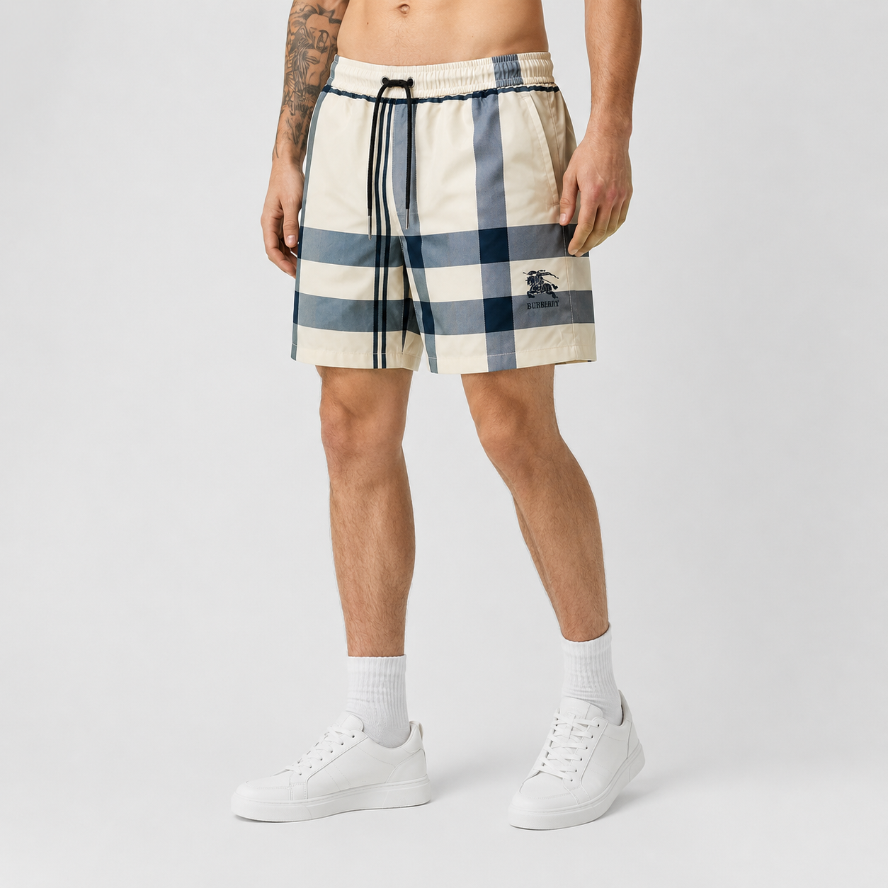 Burberry Cream Check-Trim Swim Shorts