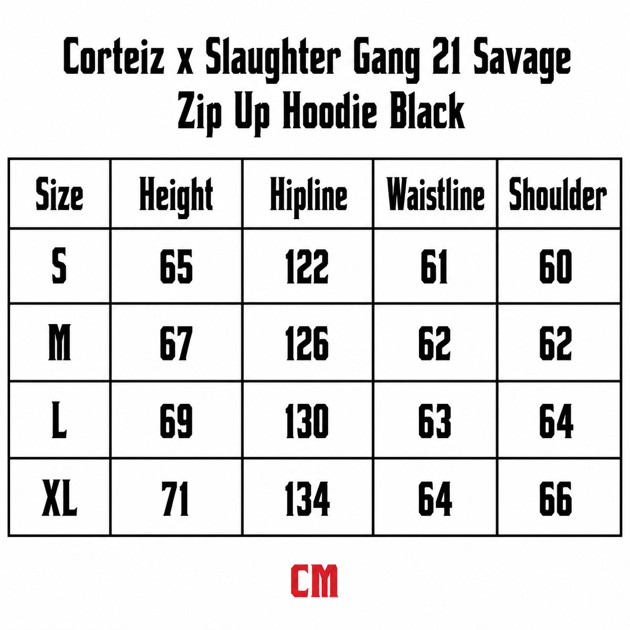 Corteiz x Slaughter Gang 21 Savage Zip Up Hoodie Black