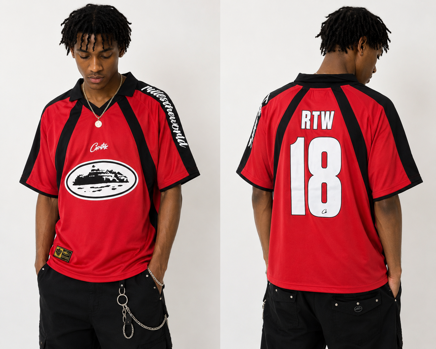 Corteiz Alcatraz Football Jersey - Red/Black