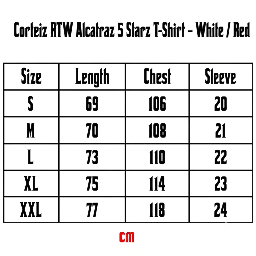 Corteiz RTW Alcatraz 5 Starz T-Shirt – White / Red