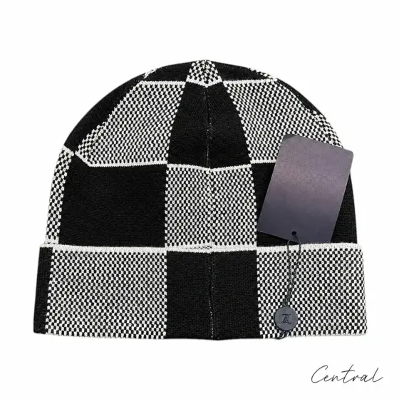 LV Checkerboard Beanie - Black & White - Image 2