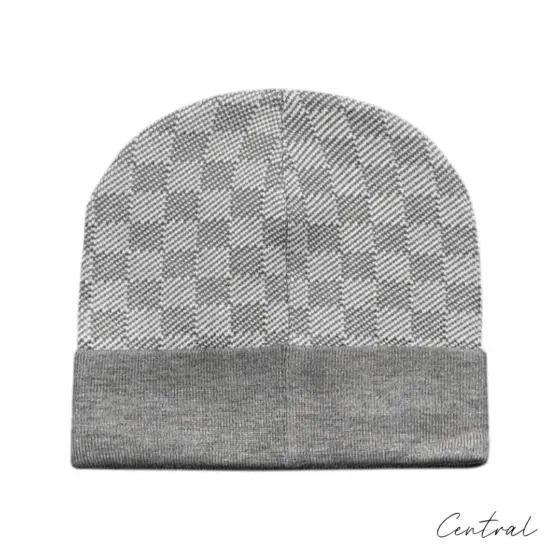 LV Damier Beanie & Scarf Set - Light Grey - Image 3