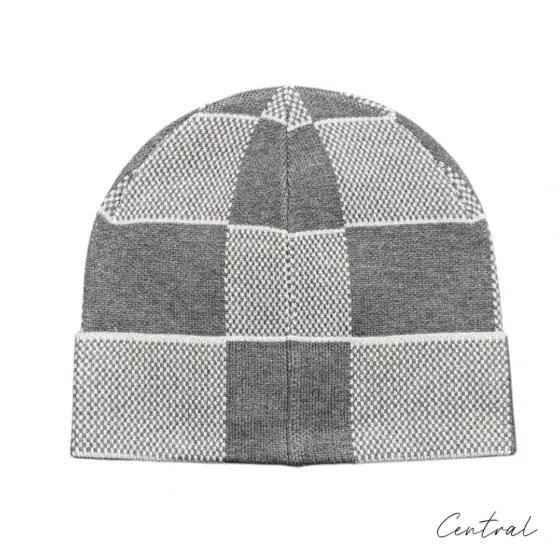 LV Checkerboard Beanie & Scarf Set - Grey - Image 3