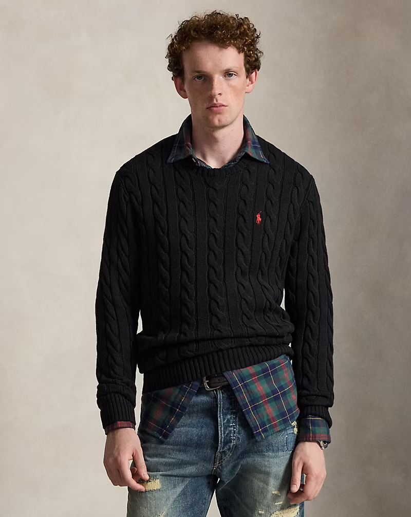 Polo Ralph Lauren Cable-Knit Cotton Jumper - Black