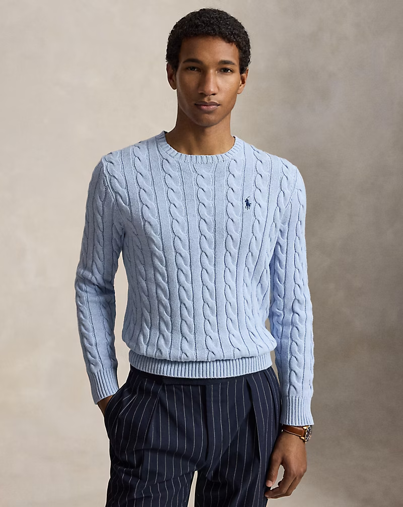Polo Ralph Lauren Cable-Knit Cotton Jumper - Light Blue
