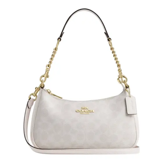 Coach Teri Shoulder Bag In Signature Canvas - White