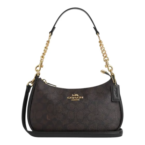 Coach Teri Shoulder Bag In Signature Canvas - Coffee Black