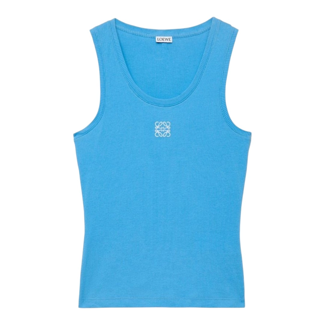 LOEWE Embroidered Anagram Tank Top - Blue