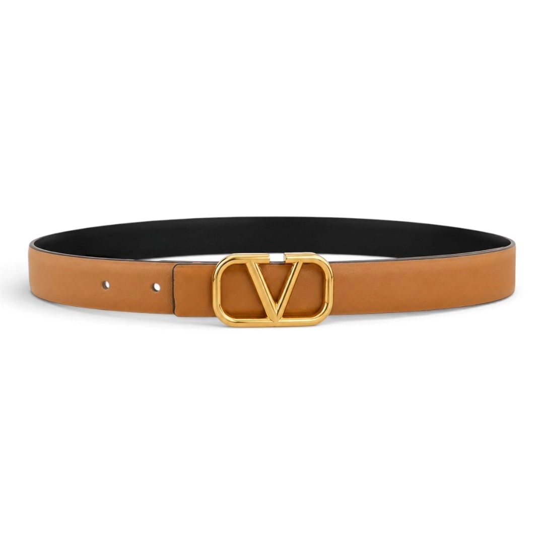 Valentino Garavani VLogo Signature Belt - Caramel Gold