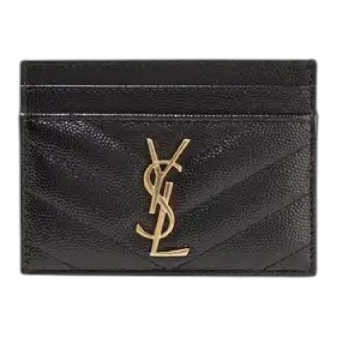 Saint Laurent Monogram Quilted Card Holder - Black Bronze