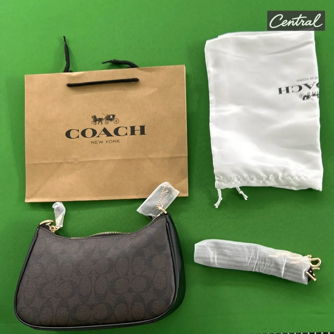 Coach Teri Shoulder Bag In Signature Canvas - Coffee Black