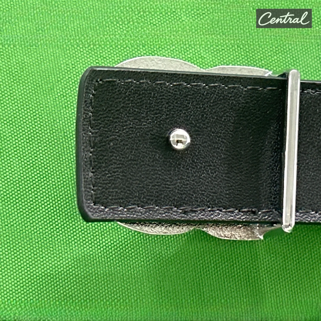 Chanel Leather CC Belt - 3.0cm wide fragrant silver buckle Black