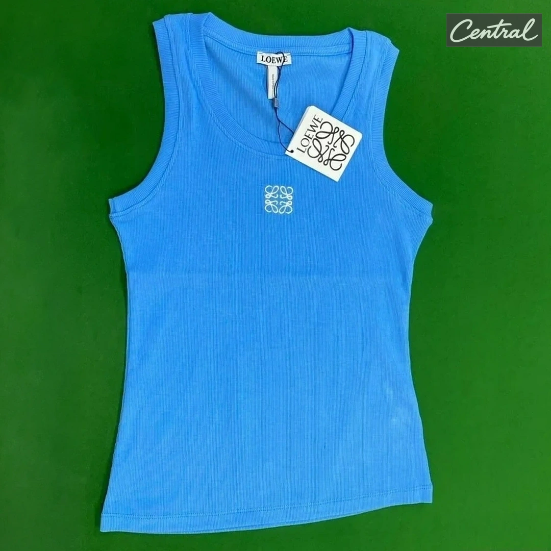 LOEWE Embroidered Anagram Tank Top - Blue