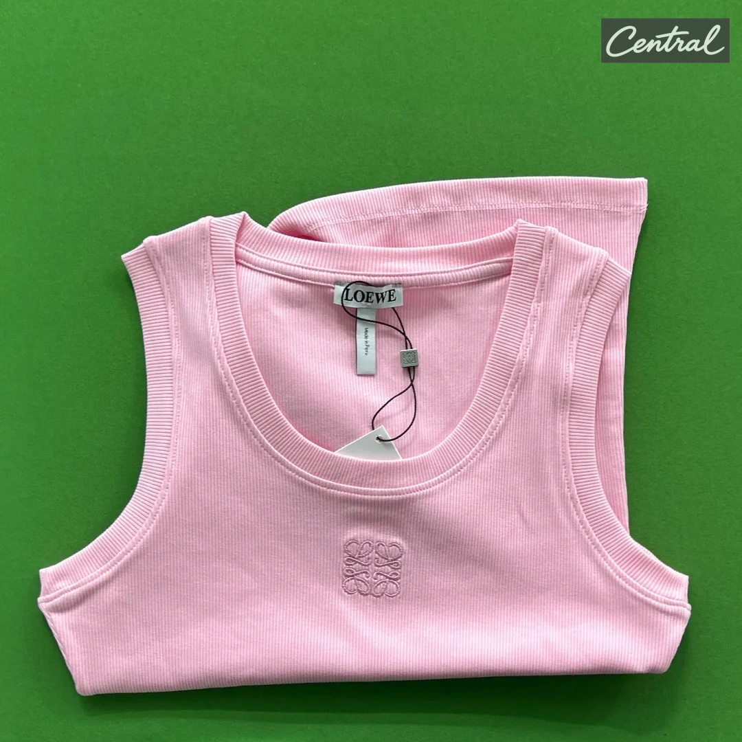 LOEWE Embroidered Anagram Tank Top - Pink Red