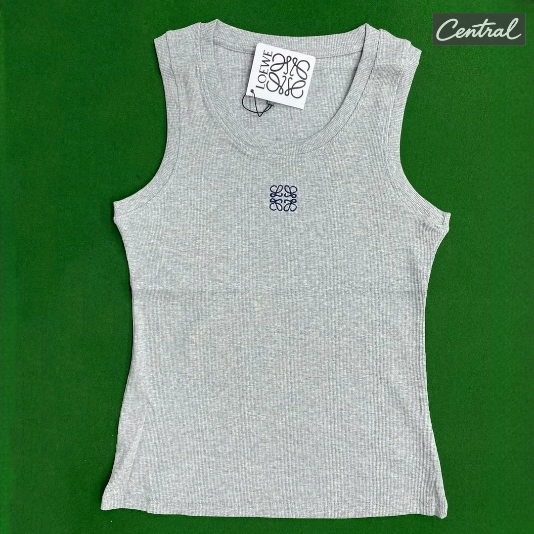 LOEWE Embroidered Anagram Tank Top - Gray