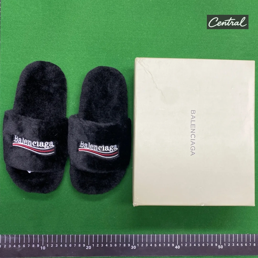 Balenciaga Slides - Straight Hair Black